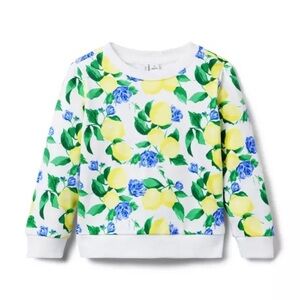 Janie and Jack Resort Lemon Floral Sweatshirt - White, Yellow, Blue 4T